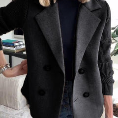 Arlene knit-sleeve double-breasted blazer in black