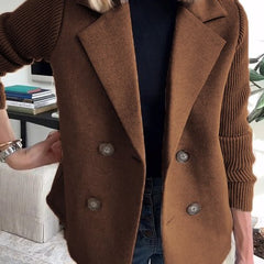 Arlene knit-sleeve double-breasted blazer in brown
