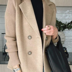 Arlene knit-sleeve double-breasted blazer in beige