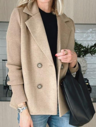 Arlene knit-sleeve double-breasted blazer in beige