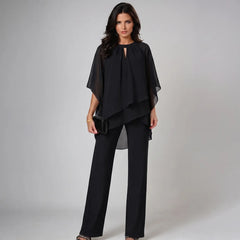 Shayla layered keyhole two-piece set in black