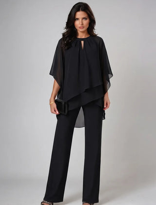 Shayla layered keyhole two-piece set in black