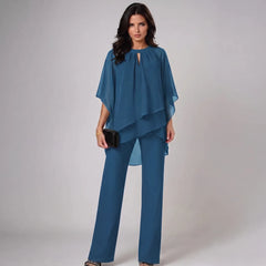 Shayla layered keyhole two-piece set in blue