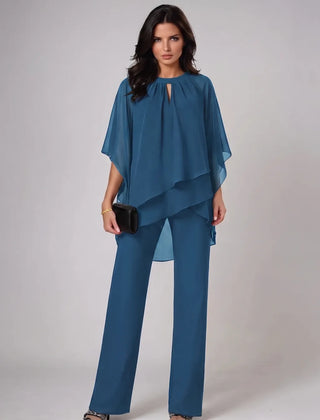 Shayla layered keyhole two-piece set in blue
