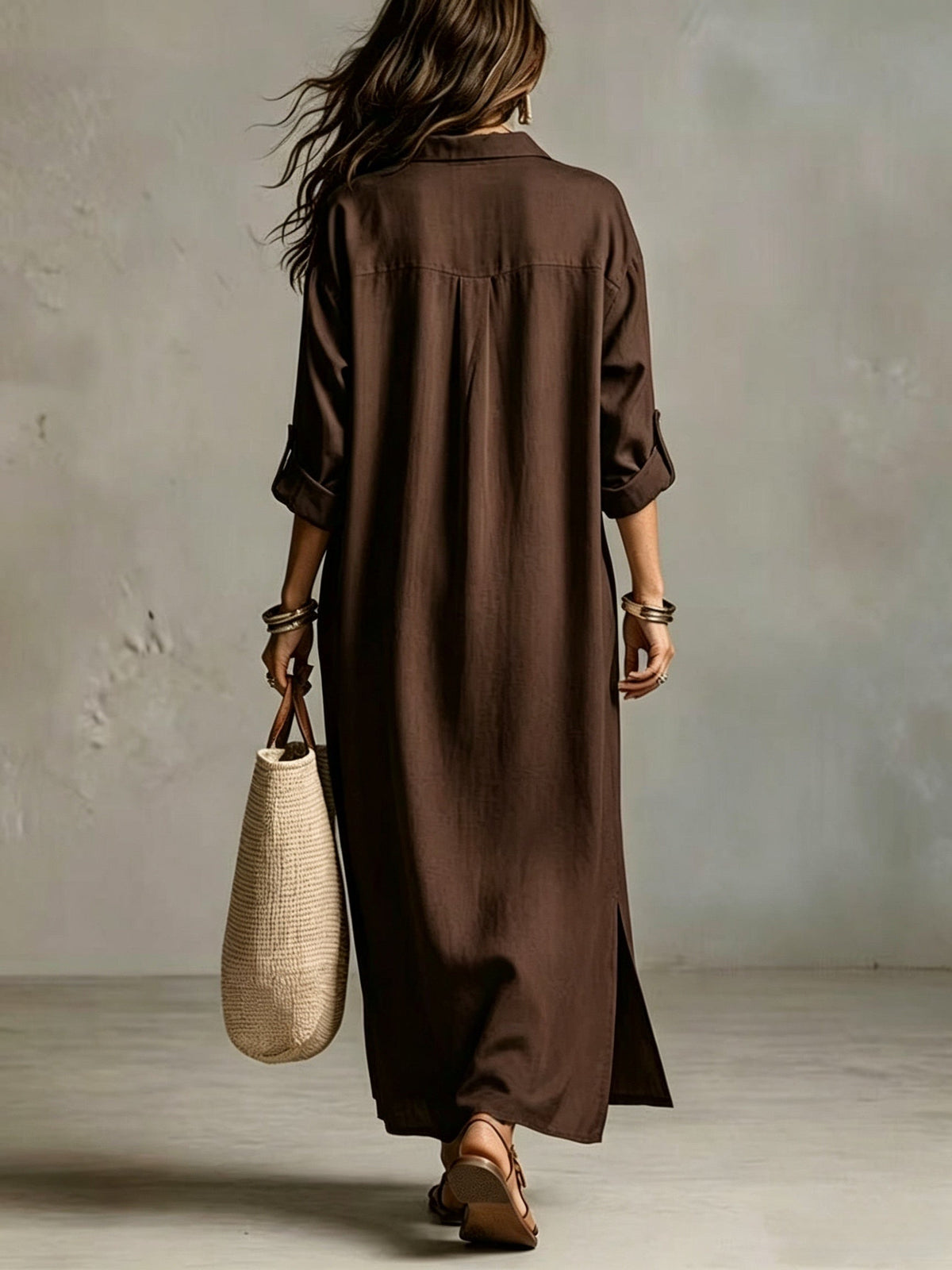 Margaret long sleeve maxi dress, detail view