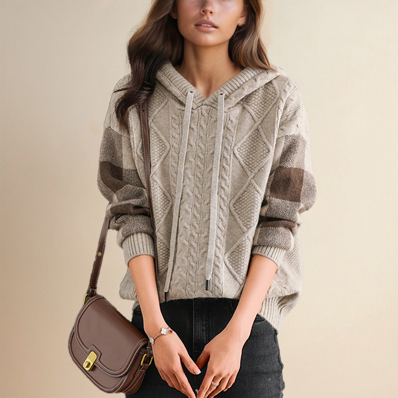 Evangeline | Timeless Cable Knit Hooded Sweater