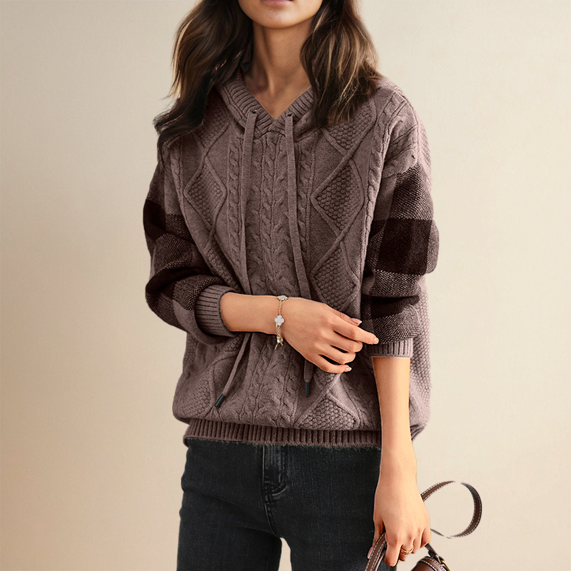 Evangeline | Timeless Cable Knit Hooded Sweater