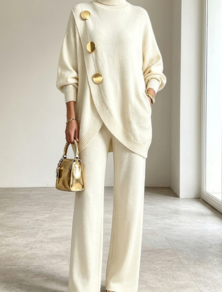 Winslow cozy knit turtleneck two-piece set in white