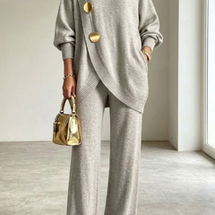 Winslow cozy knit turtleneck two-piece set in light gray