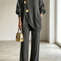 Winslow cozy knit turtleneck two-piece set in dark gray