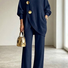 Winslow cozy knit turtleneck two-piece set in navy blue