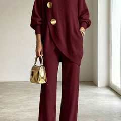 Winslow cozy knit turtleneck two-piece set in burgundy