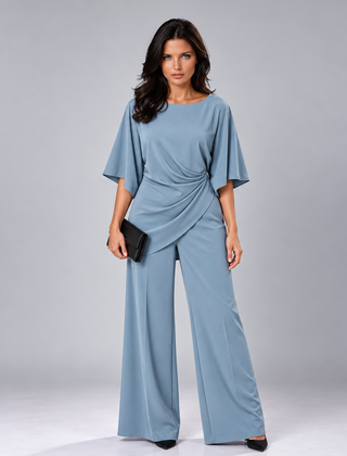 Loretta draped waist two-piece set in blue