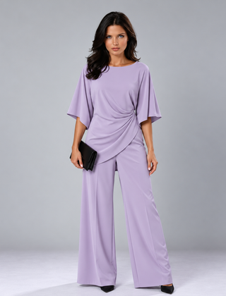 Loretta draped waist two-piece set in lavender