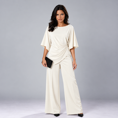 Loretta draped waist two-piece set in white
