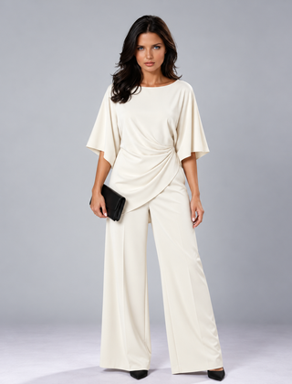 Loretta draped waist two-piece set in white