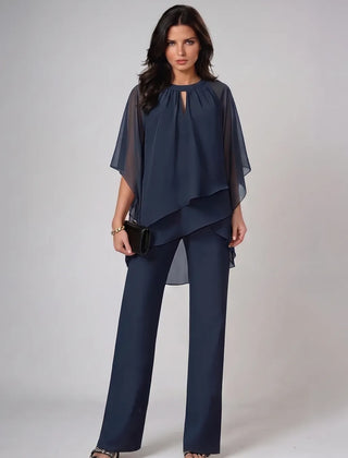 Shayla layered keyhole two-piece set in marine blue