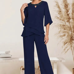 Elodie chiffon pant set front view