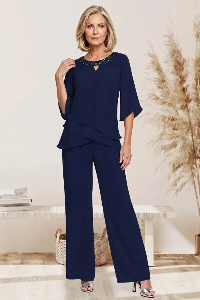Elodie chiffon pant set front view