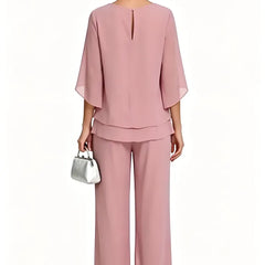 Elodie pant set in candy pink back view
