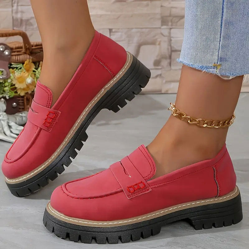 Vera platform comfort loafers in red