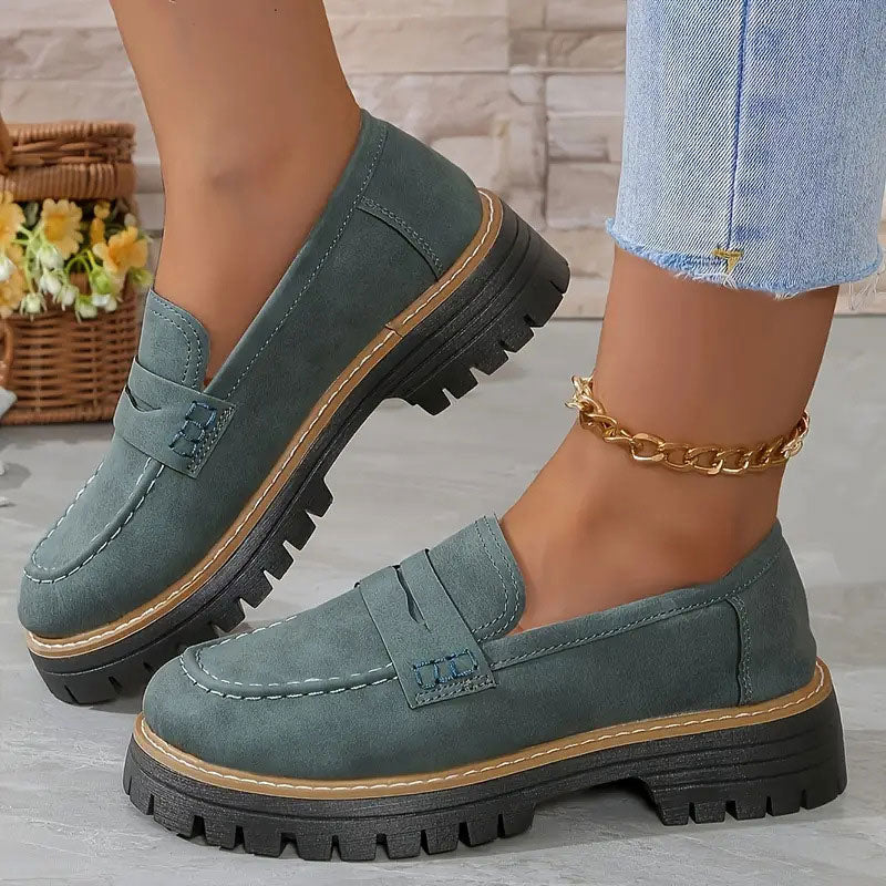 Vera platform comfort loafers in green