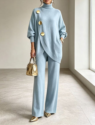 Winslow cozy knit turtleneck two-piece set in sky blue