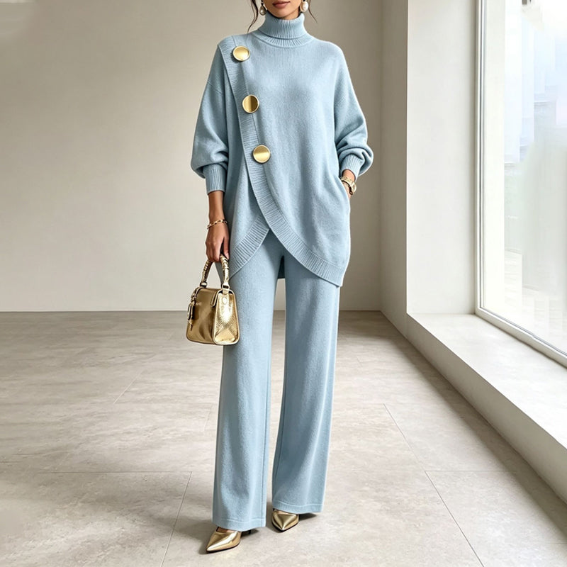 Winslow cozy knit turtleneck two-piece set in sky blue