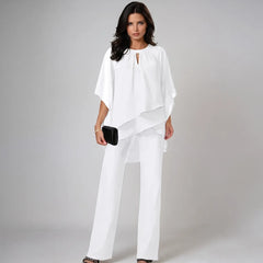 Shayla layered keyhole two-piece set in white