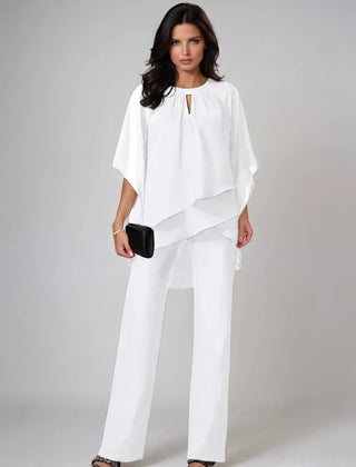 Shayla layered keyhole two-piece set in white